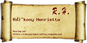 Rákosy Henrietta névjegykártya